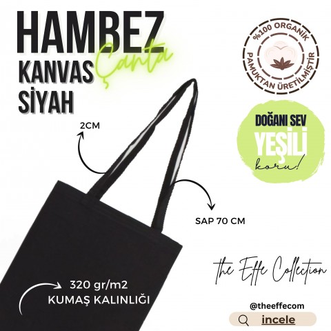 Hambez Çanta Kanvas Siyah  35x40 Cm ( 50 Adet)