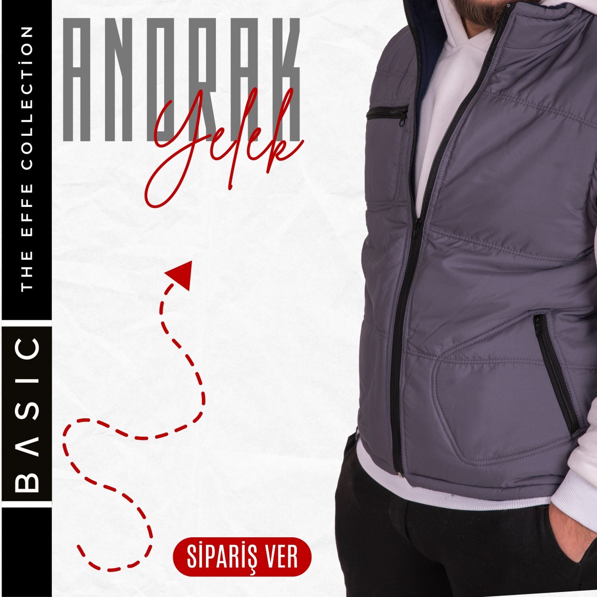 Kartmix Basic  Anorak Yelek 3 Cepli Gri