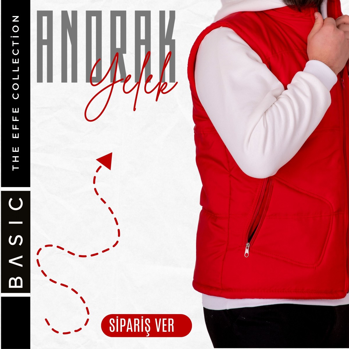 Kartmix Basic  Anorak Yelek 3 Cepli Kırmızı