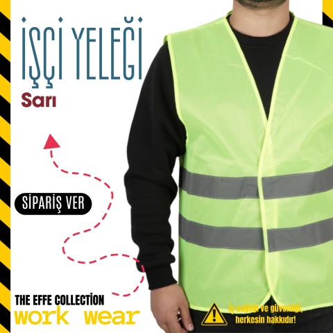 İkaz Yeleği İşçi Sarı / Toptan ( 50 Adet)