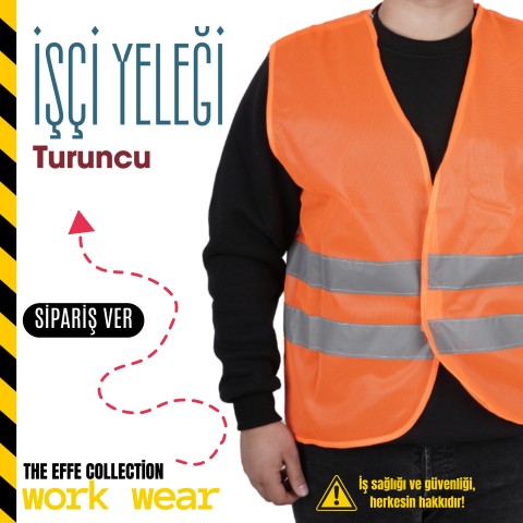İkaz Yeleği İşçi Turuncu / Toptan ( 50 Adet)