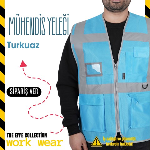 Mühendis İkaz Yeleği Turkuaz