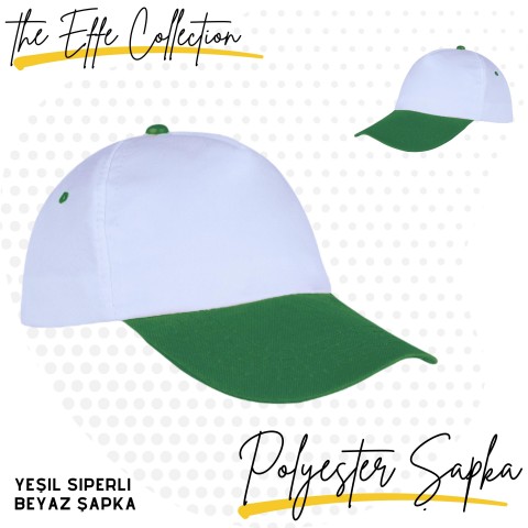 Polyester Şapka Yeşil Siperli Beyaz